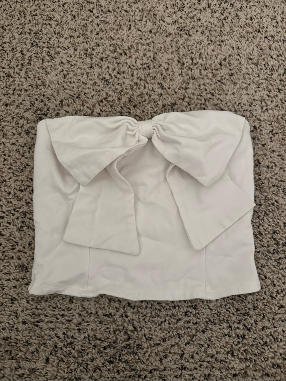White Strapless Bow Front Crop Top